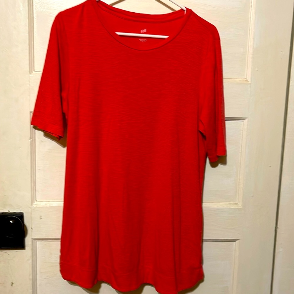 J Jill Pima shirt tail tunic, large, coral